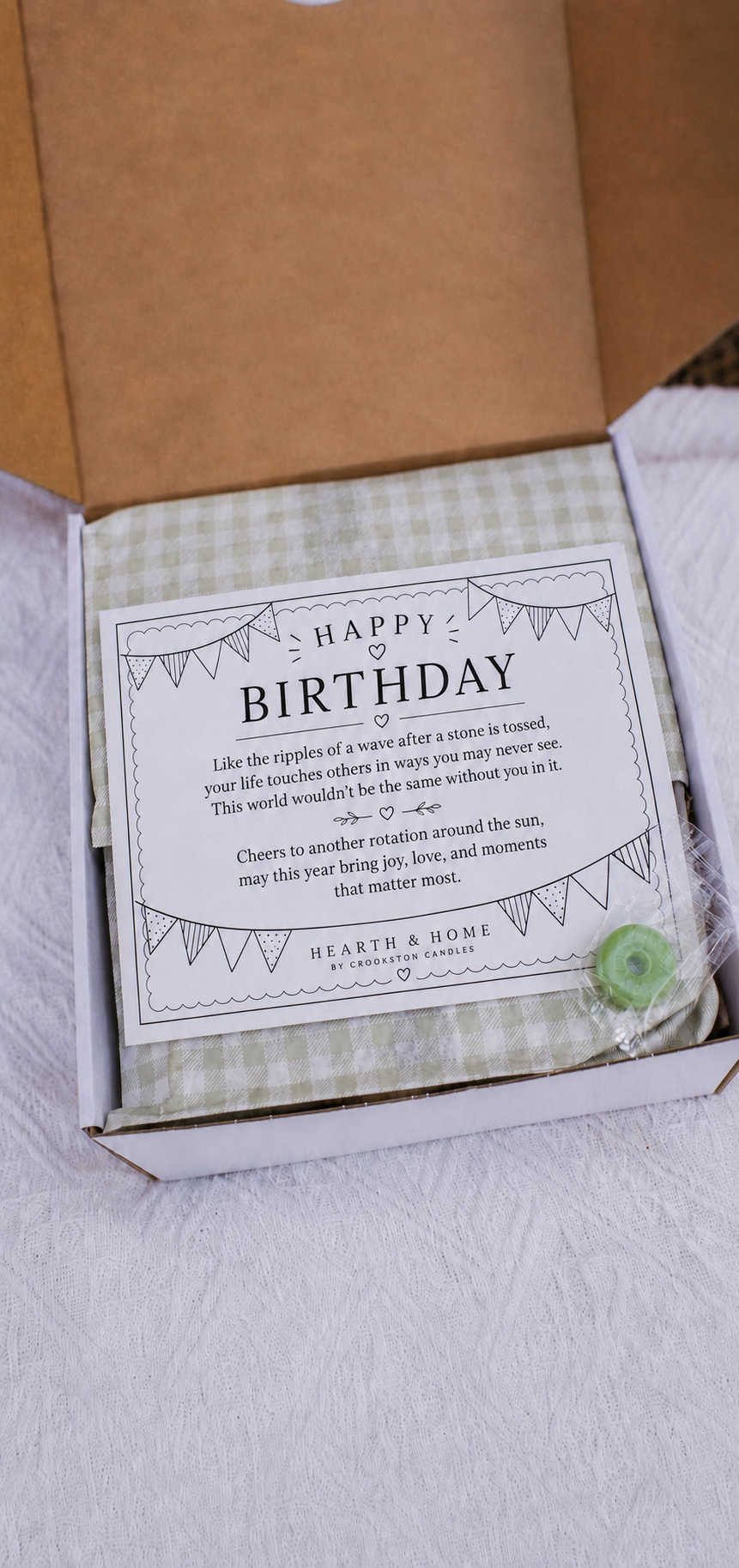 Happy Birthday Hearth & Home by Crookston Candles Encouragement Box