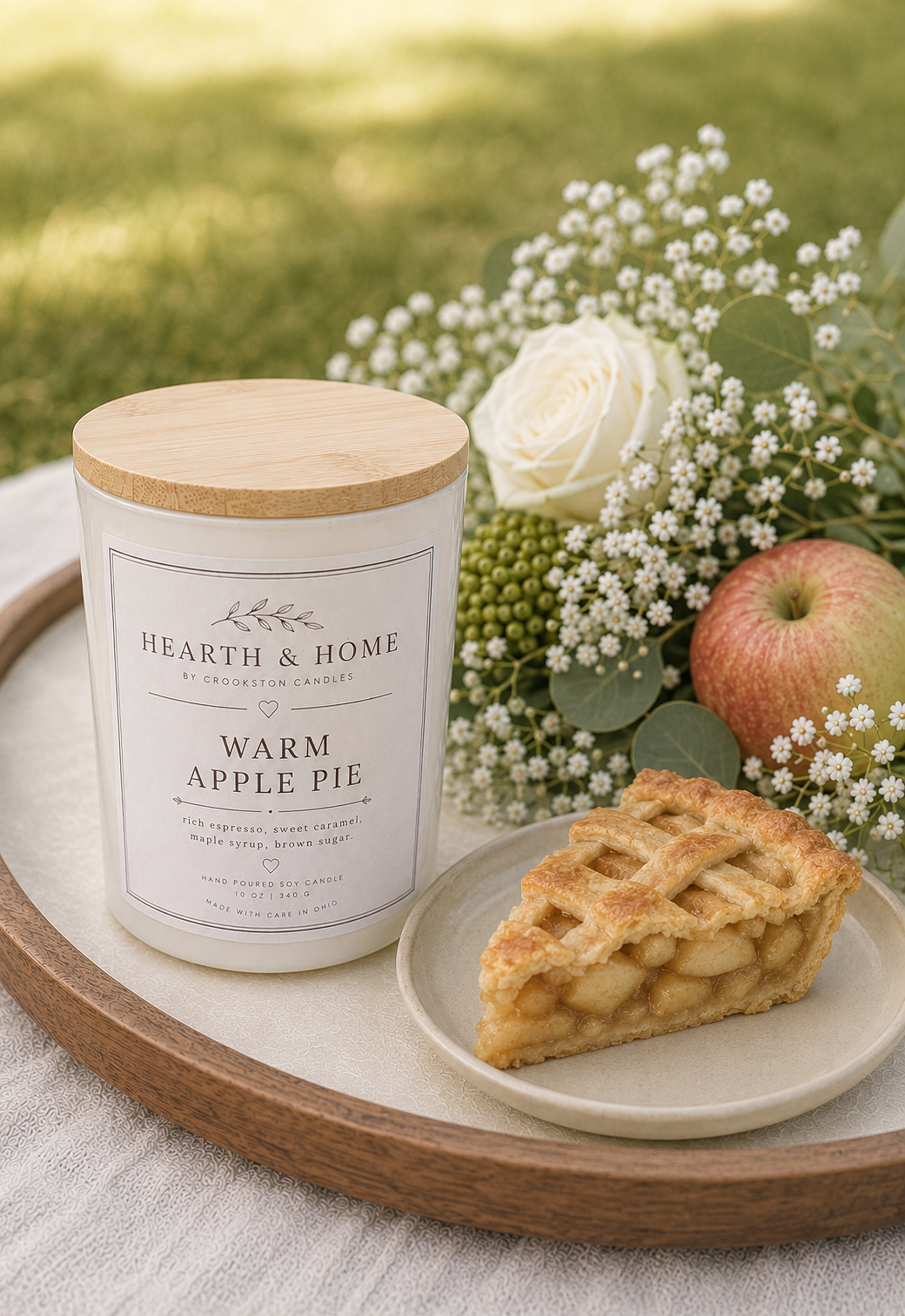 Hearth & Home Warm Apple Pie 8 oz Soy Wax Hand-poured Candle