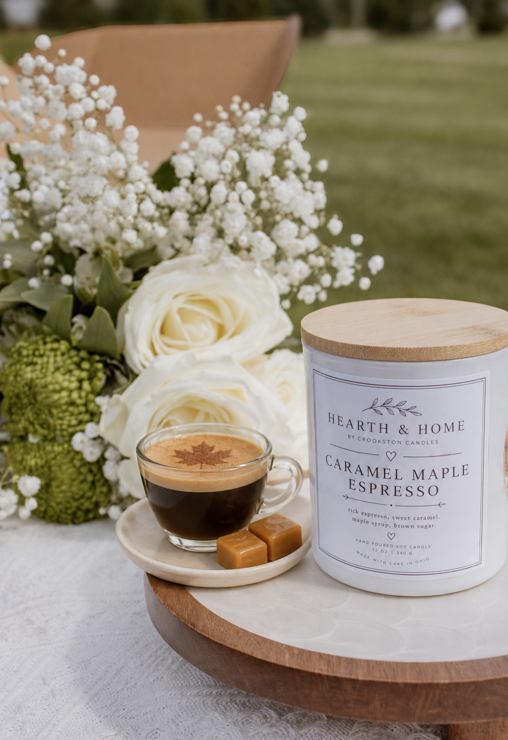 Hearth & Home Caramel Maple Espresso 8 oz Soy Wax Hand-poured Candle
