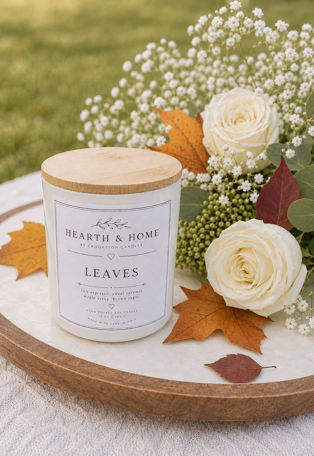 Hearth & Home Leaves 8 oz Soy Wax Hand-poured Candle