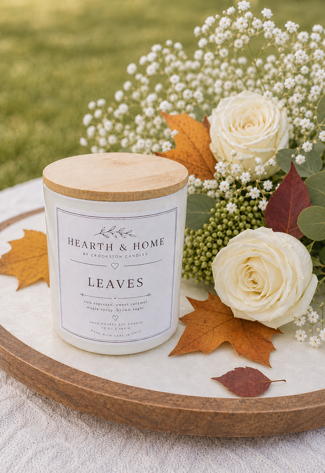 Hearth & Home Leaves 8 oz Soy Wax Hand-poured Candle