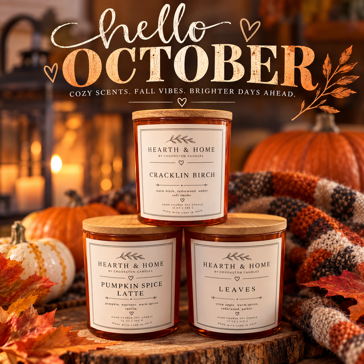 Hearth & Home October Specials | 8 oz Soy Wax Hand-poured Candle